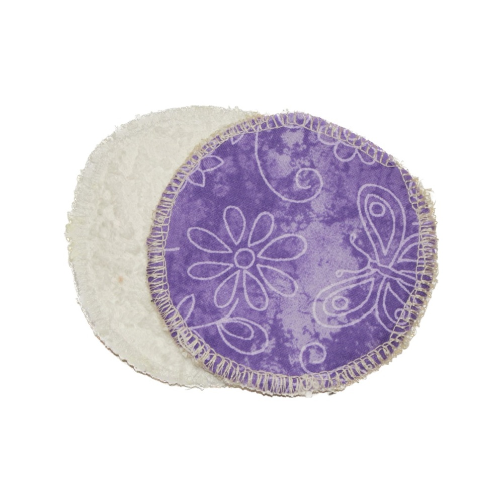 Reusable Makeup Remover Pads purple Floral & butterfly Pattern (set of 10)